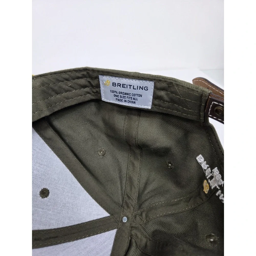 BREITLING Olive Green Cap Hat Gold Logo OSFA Strapback